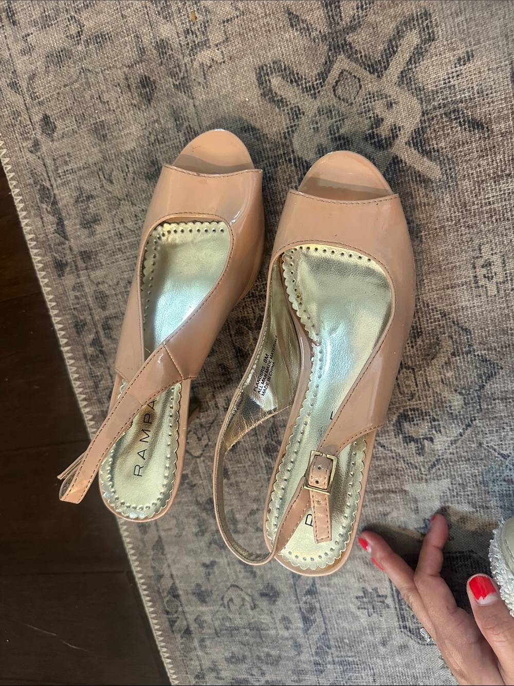Rampage Blush Patent Peep-Toe Slingback Sandals